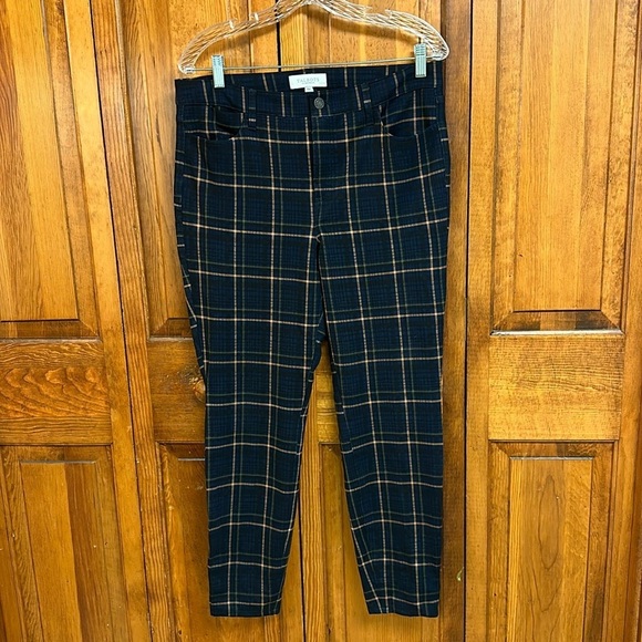 Talbots Petites Navy Orange/Sage Windowpane Five Pocket Rayon Jeans Fall 10P - Picture 3 of 7